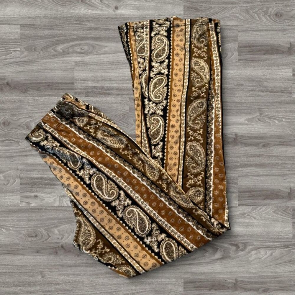 ASA Brown Paisley Flare Pants Bell Bottom Small Floral